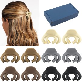 Matte Octopus and Spider Mini Hair Clips Set - Tiny 1.5 Inch Nonslip Claw Clips for Thin to Thick Hair, Perfect for Women, Girls, and Kids (Pack of 5 Colors with Gift Box)