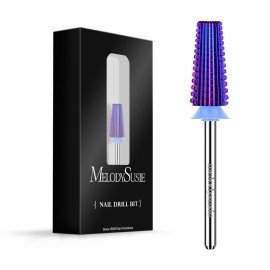 MelodySusie Professional 5 in 1 Nail Drill Bits, 3/32\'\' Carbide Tungsten Multi-function Bits, Suitable for Manicure Pedicure Cuticle Gel Polishing, Technicians Bits, Purple, Series Bit-M, Medium