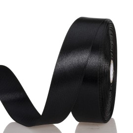 YASEO 1 Inch Black Solid Satin Ribbon, 50 Yards Craft Fabric Ribbon for Gift Wrapping Floral Bouquets Wedding Party Decoration