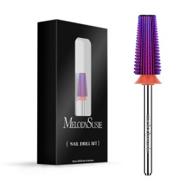 MelodySusie Professional 5 in 1 Nail Drill Bits, 3/32\'\' Carbide Tungsten Multi-function Bits, Suitable for Manicure Pedicure Cuticle Gel Polishing, Technicians Bits, Purple, Series Bit-M, Fine