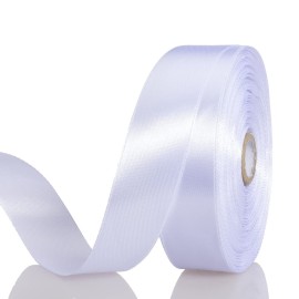 YASEO 1 Inch White Solid Satin Ribbon, 50 Yards Craft Fabric Ribbon for Gift Wrapping Floral Bouquets Wedding Party Decoration