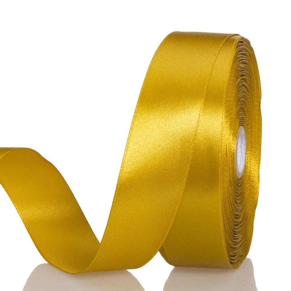 YASEO 1 Inch Gold Solid Satin Ribbon, 50 Yards Craft Fabric Ribbon for Gift Wrapping Floral Bouquets Wedding Party Decoration