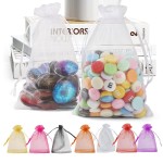 ANZNKU 100 Pack White Organza Bags 4 x 6 inch, Small Gift Bags Premium Mesh Bag Drawstring, Packaging Bag for Candy Jewelry Wedding Party Favor Christmas