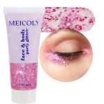 MEICOLY Pink Face Glitter,Pink Body Glitter,Sparkly Hair Glitter,Pink Accessories for Spirit Week,Singer Concerts Lover Heart Halloween Glitter Makeup,Mermaid Glitter Face Paint