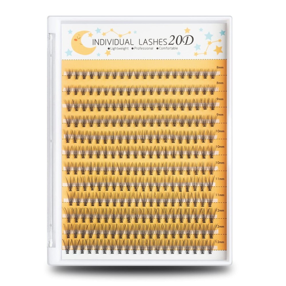 FinyDreamy 240pcs Individual Lashes Extension, 20D Volume Mix Pack Cluster Lashes, 8-12mm Mix Lengths C Curl 0.07mm Thickness Professional Makeup Individual Cluster Lashes and Apply Under your Lashes