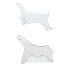 Men\'s Beard Shaping Tool With Inbuilt Comb Transparent Template Styling Comb Templates for Goatee Mustache Sideburns, Jaw Cheek/Neck Line, Symmetric/Curve/Step Cut (Clear-2pcs)