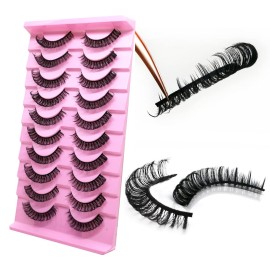 royaomis False Eyelash, D Curl S46 10paris, Faux Mink Mink Fur Silk, Natural, Pair, Handmade, Reusable, DD Curl, 3D, Fluffy, Wispy Fake Lashes