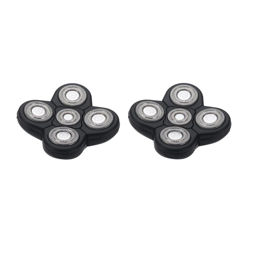 Men Electric Shavers Replacement Heads 5 in 1 Razor Replaceable Alternate Floating Washable Blade Trimmers Head (Black-2pcs)