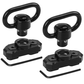 REERON 2 Point Sling & Mount - Adjustable Extra Long Two Point Traditional Rifle Sling with 2 Pack 1.25 QD Swivels Mounts for M-Rail (2 Pack 360 Rotation Mounts)