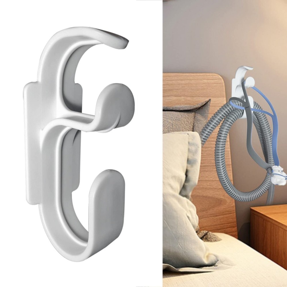 CPAP Hose Hanger with Anti-Unhook Feature - Damage-Free Hanging CPAP Mask Hook and CPAP Hose Holder  Damage-Free Adhesive StripAvoids CPAP Hose Tangle and Allows You to Sleep Better (1)