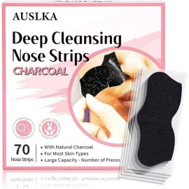 AUSLKA Blackhead Pore Strips,(70 Counts) Blackhead Remover-Deep Cleansing Charcoal Strips - Black Head Nose Strips -Black Head Remover
