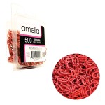 Amelia Beauty | 500 Count 1/2 Rubber Bands | Premium US Made Rubber Hair Ties | Ideal for Ponytails, Braids & Beards | Strong All Day Hold | Convenient Re-closable Container | Red