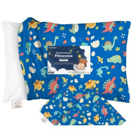 KeaBabies Toddler Pillowcase 13x18 - Organic Cotton Toddler Pillowcase for Kids, Boys, Girls, Soft & Durable Cotton Cover for Miniature Sleepy Pillows, Cute Colors, Pillow Sold Separately(DinoWorld)