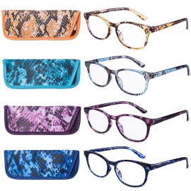 EYEGUARD Reading Glasses 4 Pack Quality Fashion Colorful Readers for Women +1.25