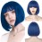 WERD Short Blue Bob Wig with Bangs,Straight Bob Blue Coraline Hair for Women, Dark Short Bangs Wig Synthetic Natural Looking for Party