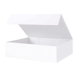BLK&WH Large Gift Box 13.5x10x3.5 Inches, White Gift Box with Magnetic Closure Lid, Sturdy Shirt Box, Rectangle Collapsible Box for Gift Packaging (Matte White)