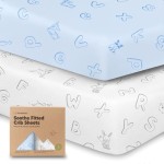 KeaBabies 2-Pack Organic Crib Sheets for Boys, Girls - 52x28 Fitted Crib Mattress Sheet Neutral, Breathable Jersey Cotton Cover for Baby Bed, Toddler Mattress, Soft & Cute Prints (ABC Land Sky)