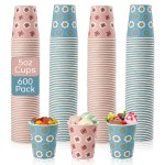 TV TOPVALUE 600 Pack 5oz Paper Cups, Bathroom Cups, Mini Mouthwash Cups, Colorful Disposable Cups, Hot Drinking Cup for Travel, Party and Event