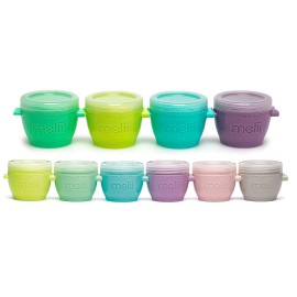 melii Snap & Go Baby Food Storage Containers - 10-Piece Set (4 x 4 oz, 6 x 2 oz), Freezer Safe with Airtight Lids, Microwave & Dishwasher Safe for Meal Prep & On-the-Go Snacks