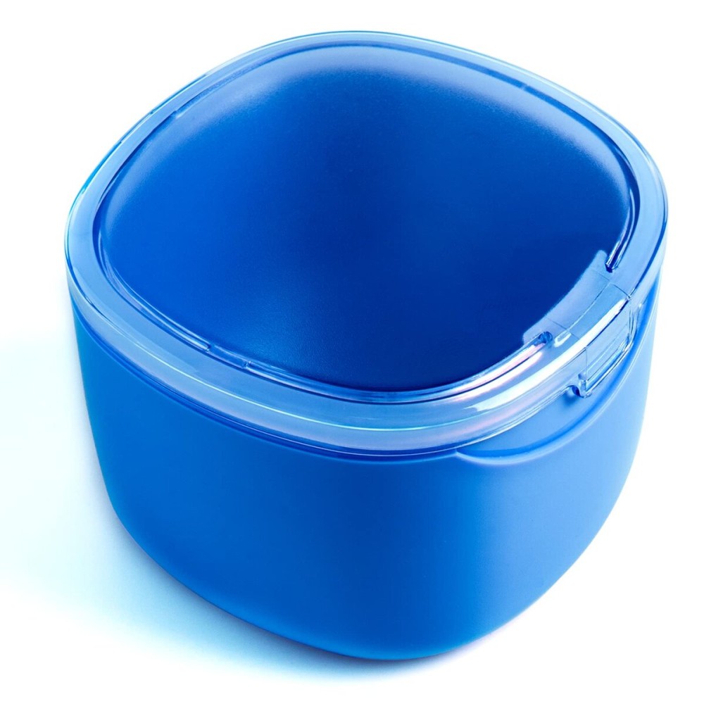 Denture Bath Case, Retainer Cleaning Box,No-Leak Denture Case, Mouth Guard, Night Guard and Retainer (blue)