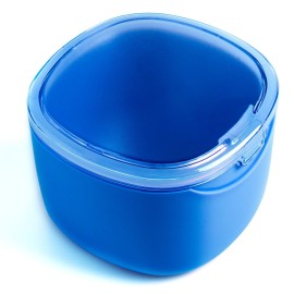 Denture Bath Case, Retainer Cleaning Box,No-Leak Denture Case, Mouth Guard, Night Guard and Retainer (blue)