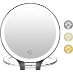 FASCINATE Magnifying Mirror 10X 1X Double Sided Magnification Makeup Vanity Mirror Rechargeable Lighted Mirror with 3 Color Setting Adjustable Rotation LED Vanity Desk Mirror