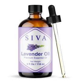 Siva Lavender Essential Oil - 4 Fl Oz - 100% Natural Lavender Oil - for Diffuser, Face, Skin Care, Aromatherapy, Hair Care, Scalp and Body Massage - with Dropper