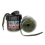 Rapid Rope Canister 70ft Olive Green Flat Tactical Paracord, Made in USA, 1100lb Tested Heavy Duty Poly Rope Test Cord, Non-Tangle Dispenser Included - Hiking, Camping, Survival, Utility, Climbing