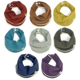 Kishu Baby Indi GOTS Organic Infinity Scarf Bib Set - 4-Way Reversible, 8 Layer Muslin Drool Bibs (Fiesta Set)