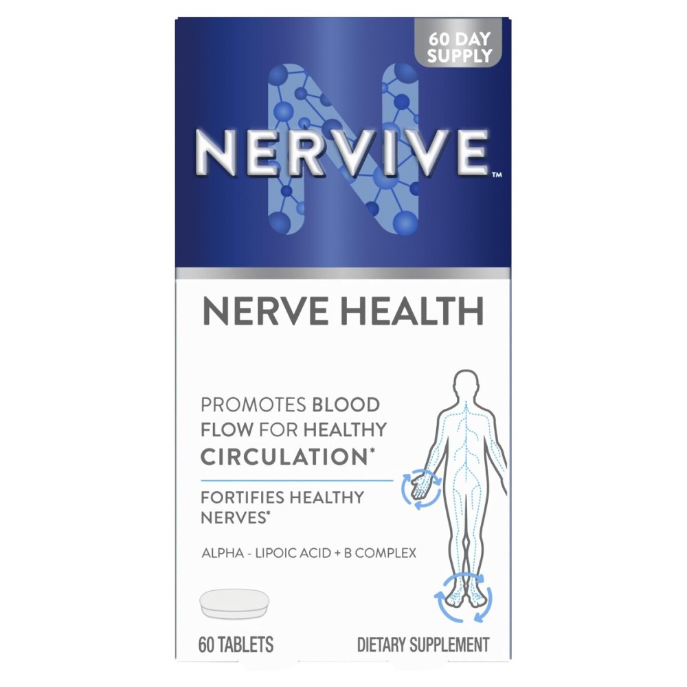 Nervive Nerve Health, Alpha Lipoic Acid, Fortify Nerve Health, Healthy Nerve Function, Healthy Blood Circulation, Supplement, Tablet, 60 Tablets