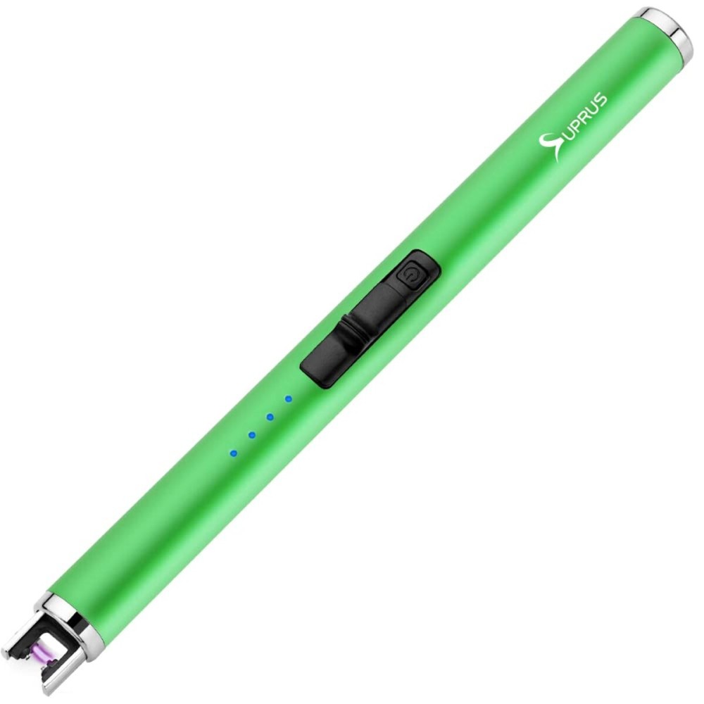 SUPRUS Fluorescent Lighter Glows in The Dark USB Lighter Rechargeable Windproof Pocket Size for Candle Cooking BBQ in Party (Green)