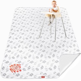Large Splat Mat for Under High Chair/Arts/Crafts/Playtime, Moonsea High Chair Mat for Floor Non Slip Waterproof Washable Portable Picnic Splash Mat for Baby, 54X72 Inch - Elephant