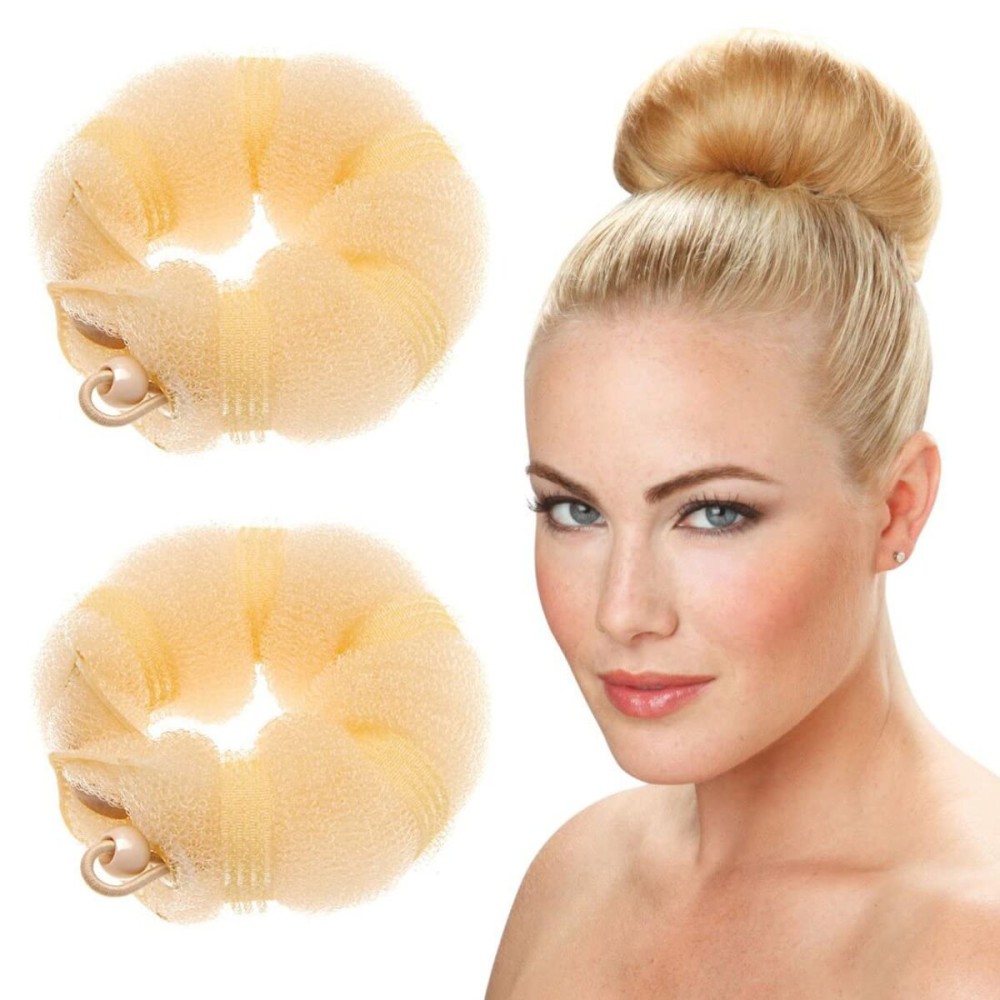 Goldrose Beauty Small Hair Bun Maker 2 Pieces - Doughnut Chignon Clip Hair Accessory for Kids & Women\'s Hair Styling (Blonde)