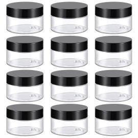 TUZAZO 1 Oz Plastic Container Jars with Lids BPA Free, Empty Round Clear Cosmetic Containers Plastic Slime Jars for Lotion, Cream, Ointments, Samples, Makeup, Travel Storage (12 Pack)