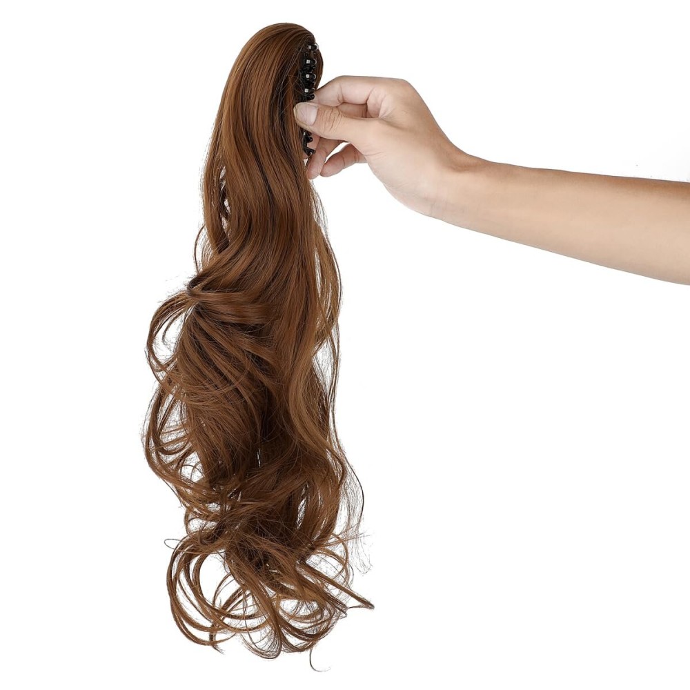 Mitrygreen Claw Clip Ponytail Extension 18 Clip in Wavy Ponytail Hair Extensions Long Pony Tails for Women Extensions Light Auburn Wave Hairpiece