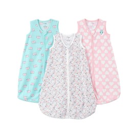 Simple Joys by Carter\'s Baby Girls\' 3-Pack Cotton Wearable Blankets, Hearts/Owls, Large