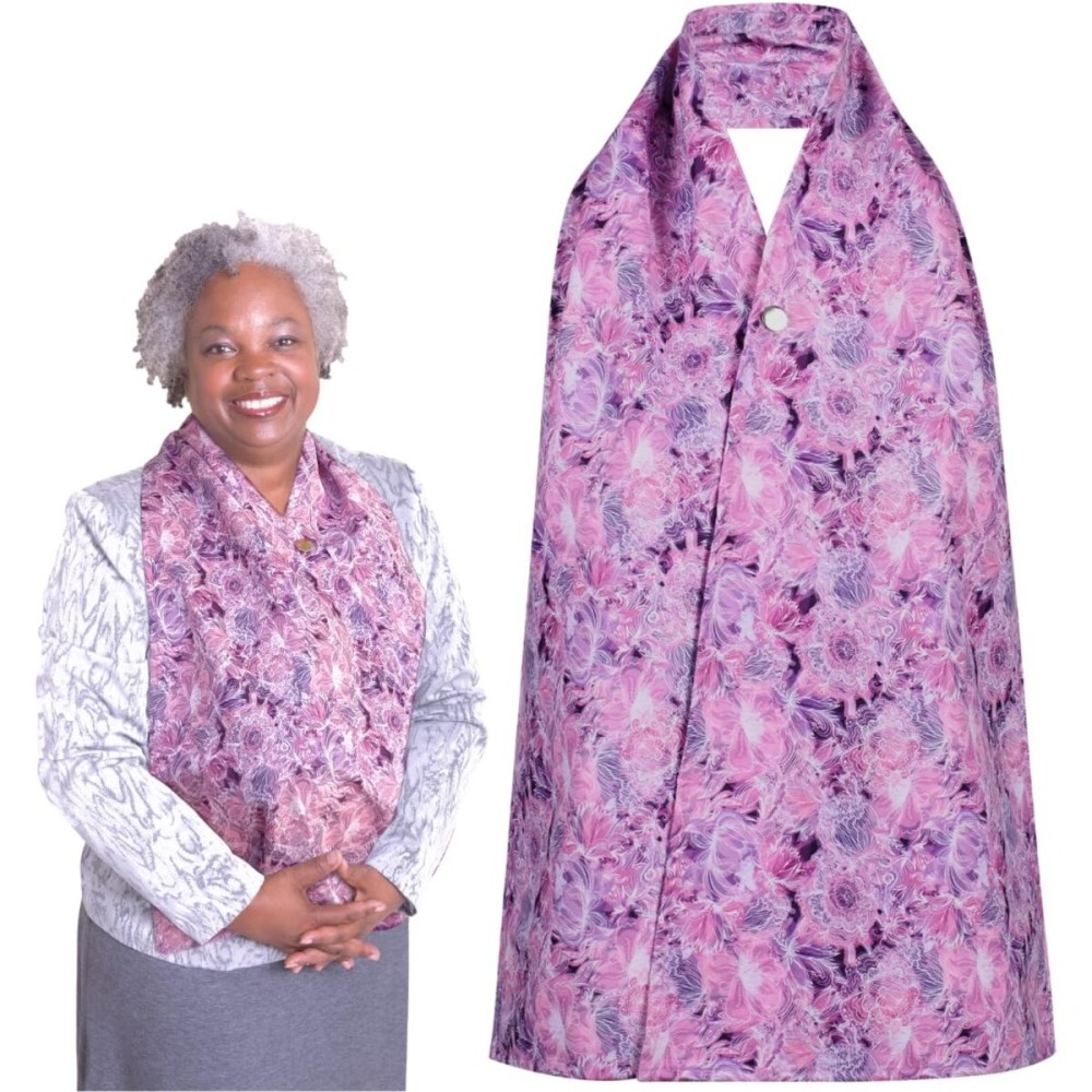 Adult Bib Scarf - Dignified Alternative to Adult Bibs | Washable and Reusable Clothing Protectors Midnight Garden (Snap)