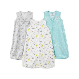 Simple Joys by Carter\'s Baby Boys\' 3-Pack Cotton Wearable Blankets, Sheep/Clouds, Medium