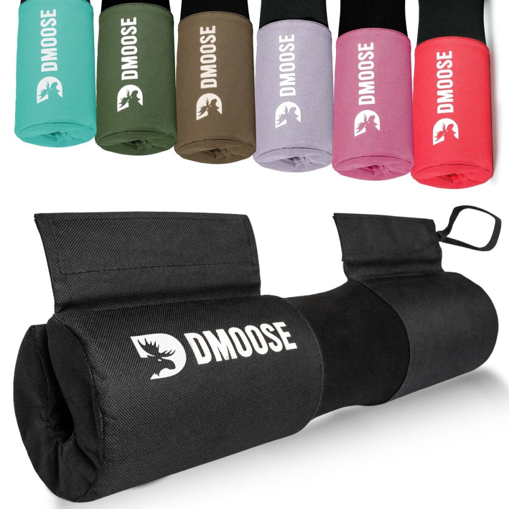 DMoose Barbell Pad, Relief Pressure from Neck, Shoulder, & Provide Lower Back Support, Non-Slip EVA Foam Squat Pad with Safety Straps, Hip Thrust Pad for Squats, Lunges - For Standard & Olympic Bars