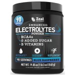 Zeal Electrolyte Powder - 90 Servings | Keto Electrolytes Powder | Zero Sugar, BCAAs, B-Vitamins | Potassium, Zinc, Magnesium | Hydration Powder Recovery Drink | Blue Raspberry