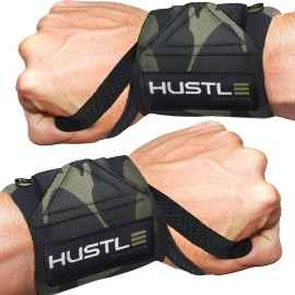 Hustle Athletics Wrist Wraps for Weightlifting - 18 & 12 Premium Wrist Support Weight Lifting Wraps to Lift Heavier & Train Harder - Heavy Duty Powerlifting & Bench Press Gym Straps for Men & Women