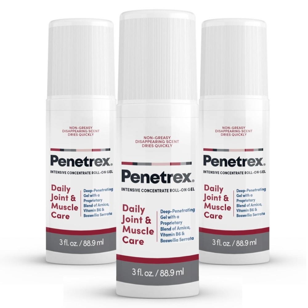 Penetrex Joint & Muscle Therapy - Soothing Gel for Back, Neck, Hands, Feet - Premium Whole Body Rub with Arnica, Vitamin B6 & MSM - 3oz Roll On Gel (3-Pack)