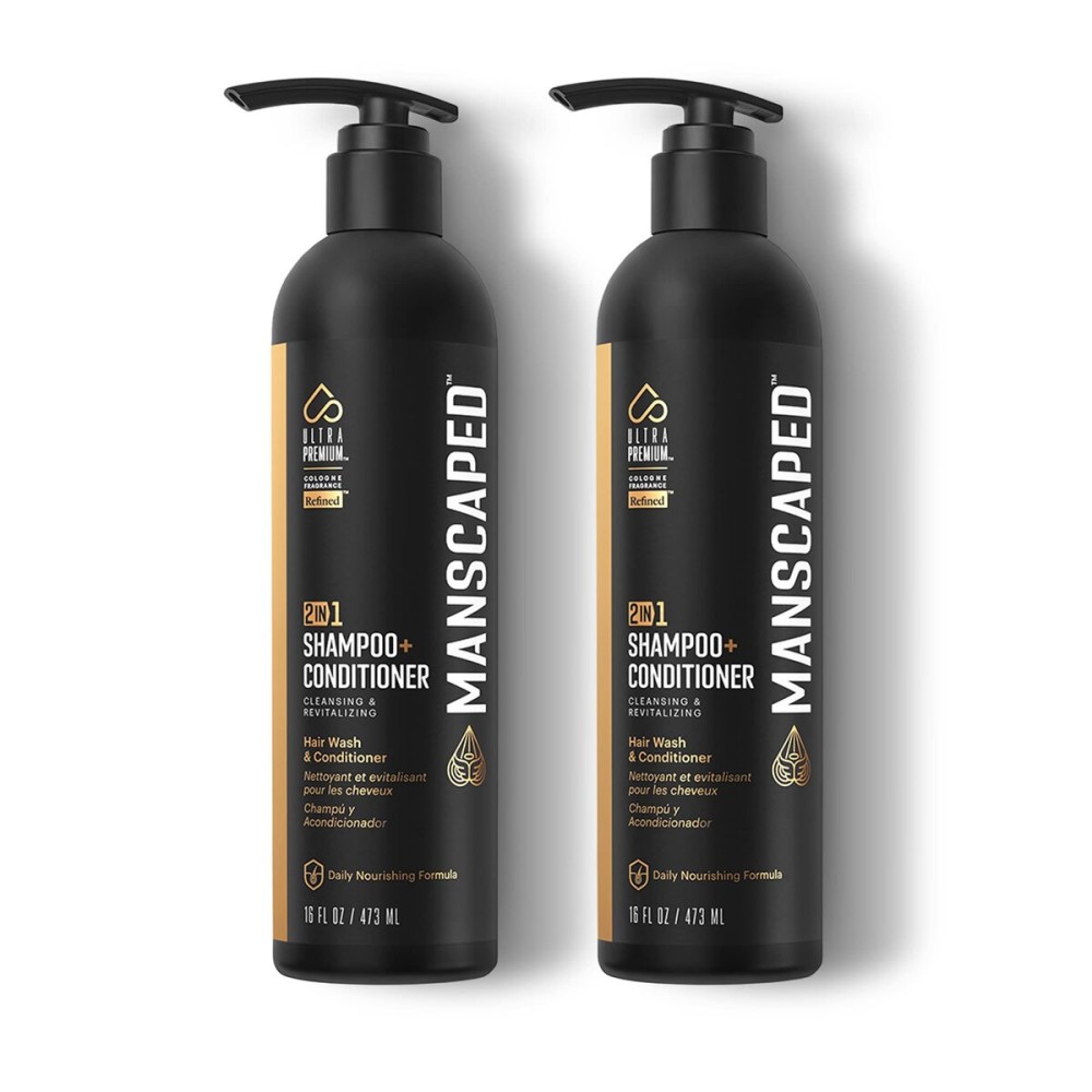 MANSCAPED 2 In 1 Shampoo & Conditioner, UltraPremium Formula Infused with Sea Kelp, Coconut Water, Aloe for Nourishing and Hydrating Hair (16 oz), 2 Pack
