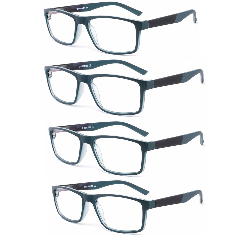 DONGDI Blue Light Blocking Reading Glasses 4 Pack Computer Readers for Women Men,Anti Glare UV Ray Filter Eyeglasses (4pack-green, 1.00)