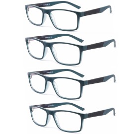 DONGDI Blue Light Blocking Reading Glasses 4 Pack Computer Readers for Women Men,Anti Glare UV Ray Filter Eyeglasses (4pack-green, 1.00)