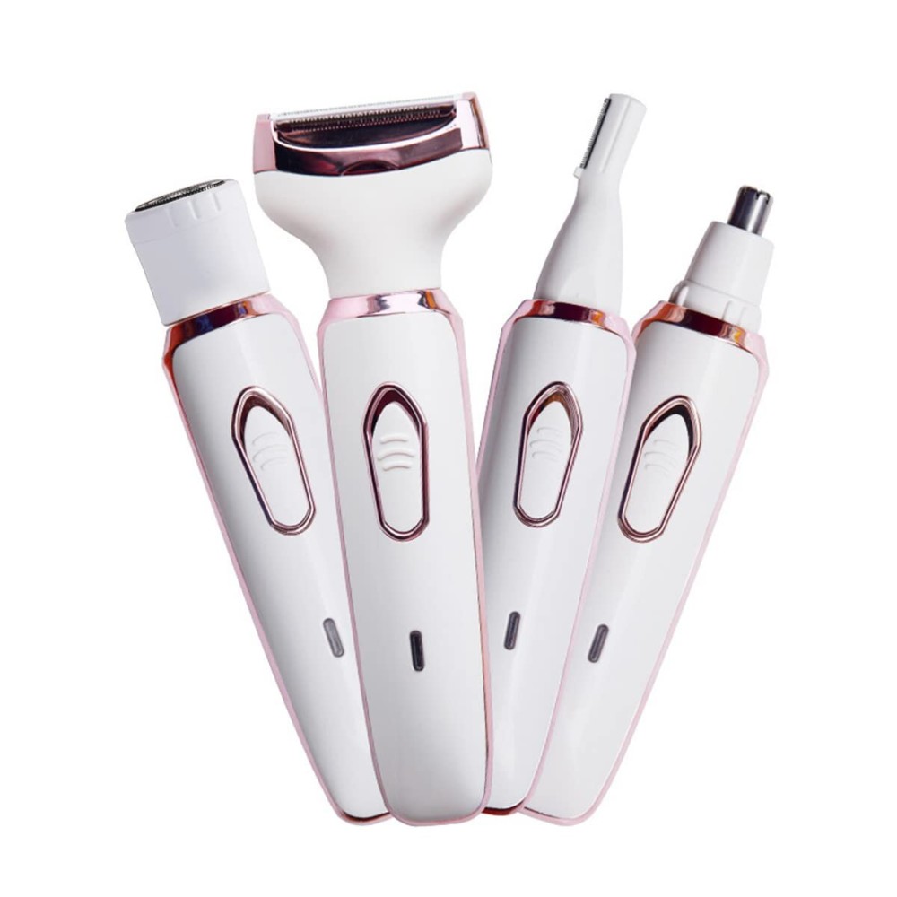 ANFOOS Electric Razor for Women,Hair Trimmer for Face Nose Eyebrow Beard Mustache Arm Leg Armpit Bikini,Painless Rechargeable Portable 4 in 1 Womens Body Shavers Set