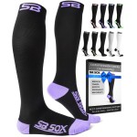 SB SOX Compression Socks for Men & Women (20-30 mmHg) - Best Support Stockings for Travel, Medical, and Sports - Perfect for Everyday Wear (X-Large, Black/Purple)