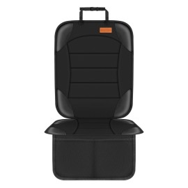 Siivton Car Seat Protector for Child Car Seat,Waterproof Car Seat Cover for Leather and Fabric Seats, 2 Mesh Pockets, Non-Slip Bottom,Thick Padding Cushion (Black)