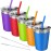 Vermida Kids Cups with Lids and Straws, 12oz Kids Tumblers with Straws and Lids Spill Proof Cups for Kid Stainless Steel Sippy Cup for School, Outdoor, 5 Pack