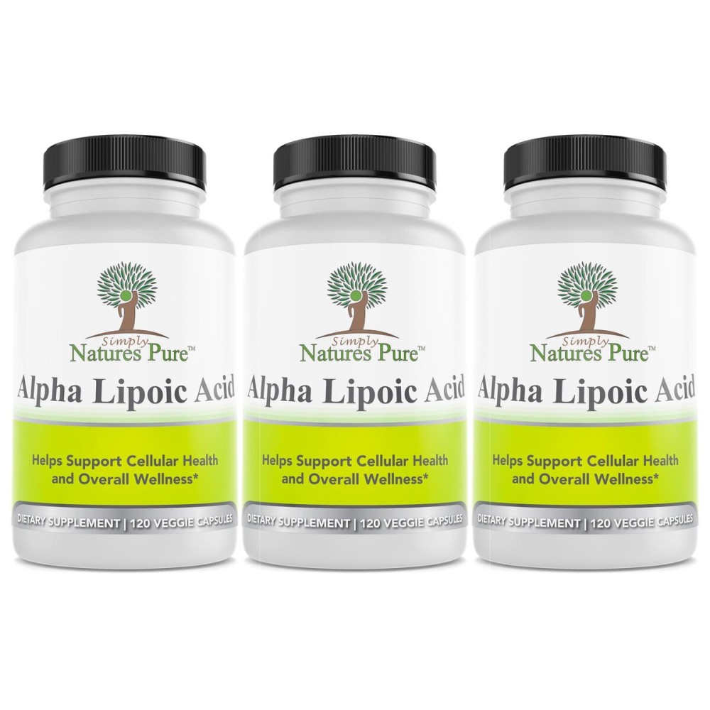 Simply Natures Pure Alpha Lipoic Acid 600mg 360 Veggie Capsules, Non-GMO Thioctic Acid 12 Month Supply